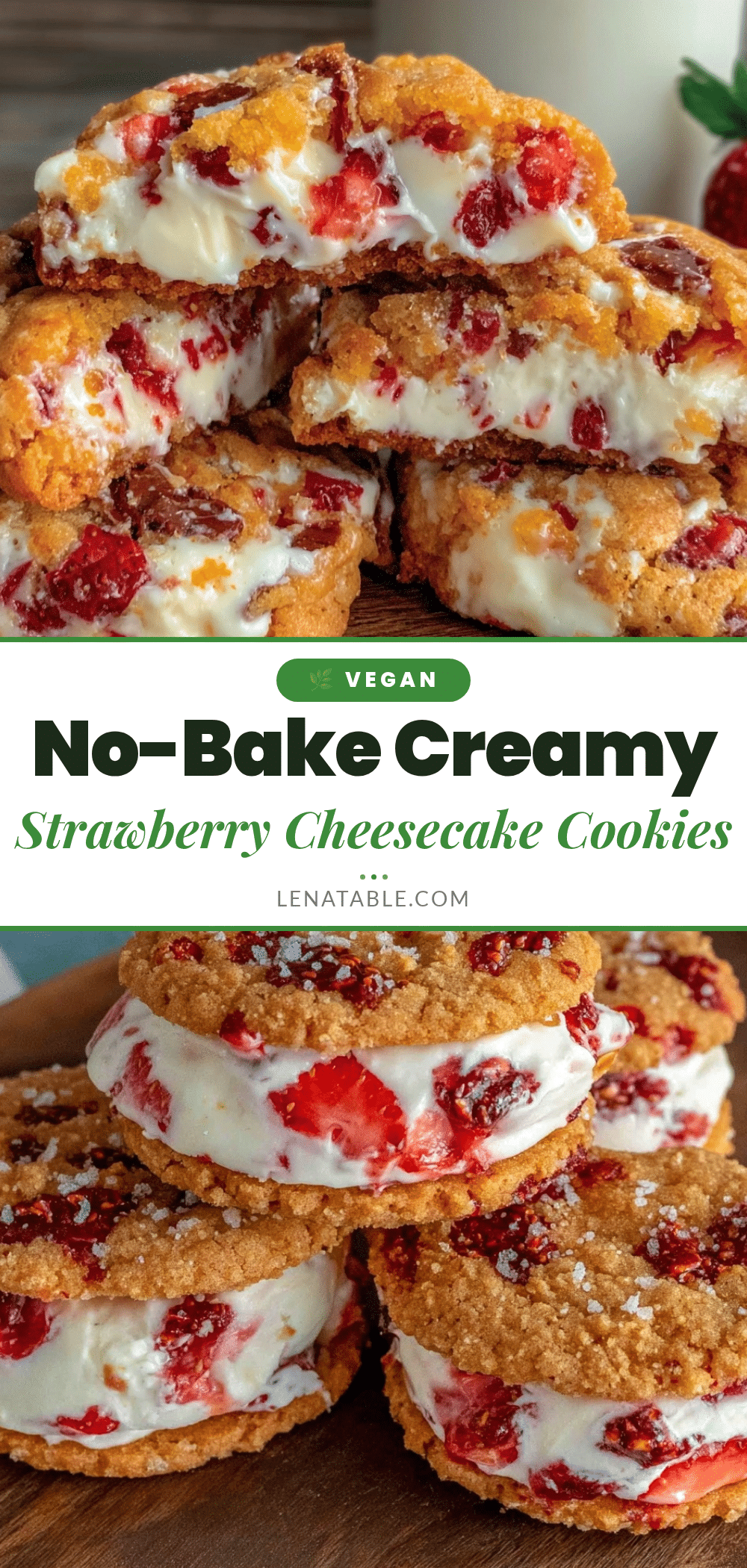 creamy no-bake strawberry cheesecake stuffed cookies recipe