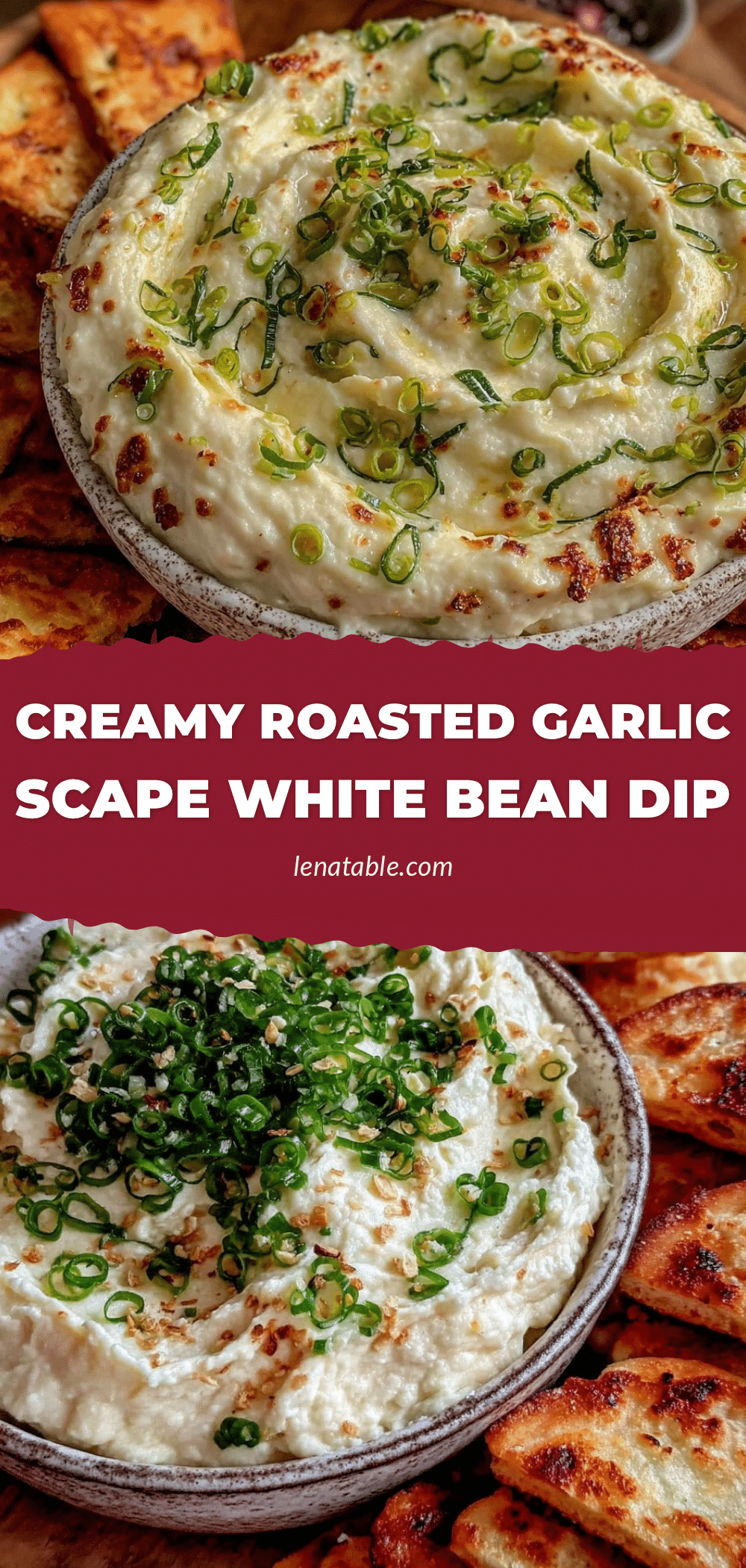 creamy roasted garlic scape white bean dip recipe
