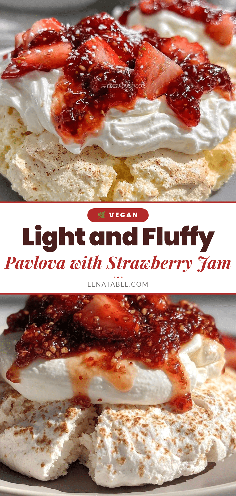 light and fluffy pavlova cookie with strawberry jam recipe
