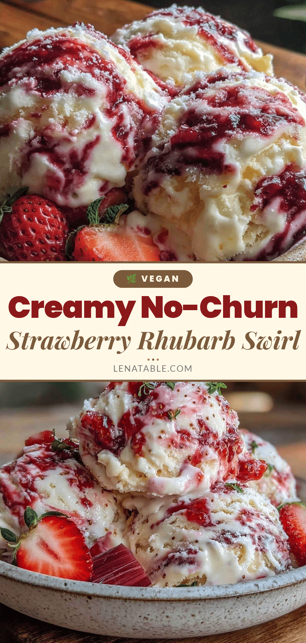 no-churn strawberry rhubarb ice cream recipe
