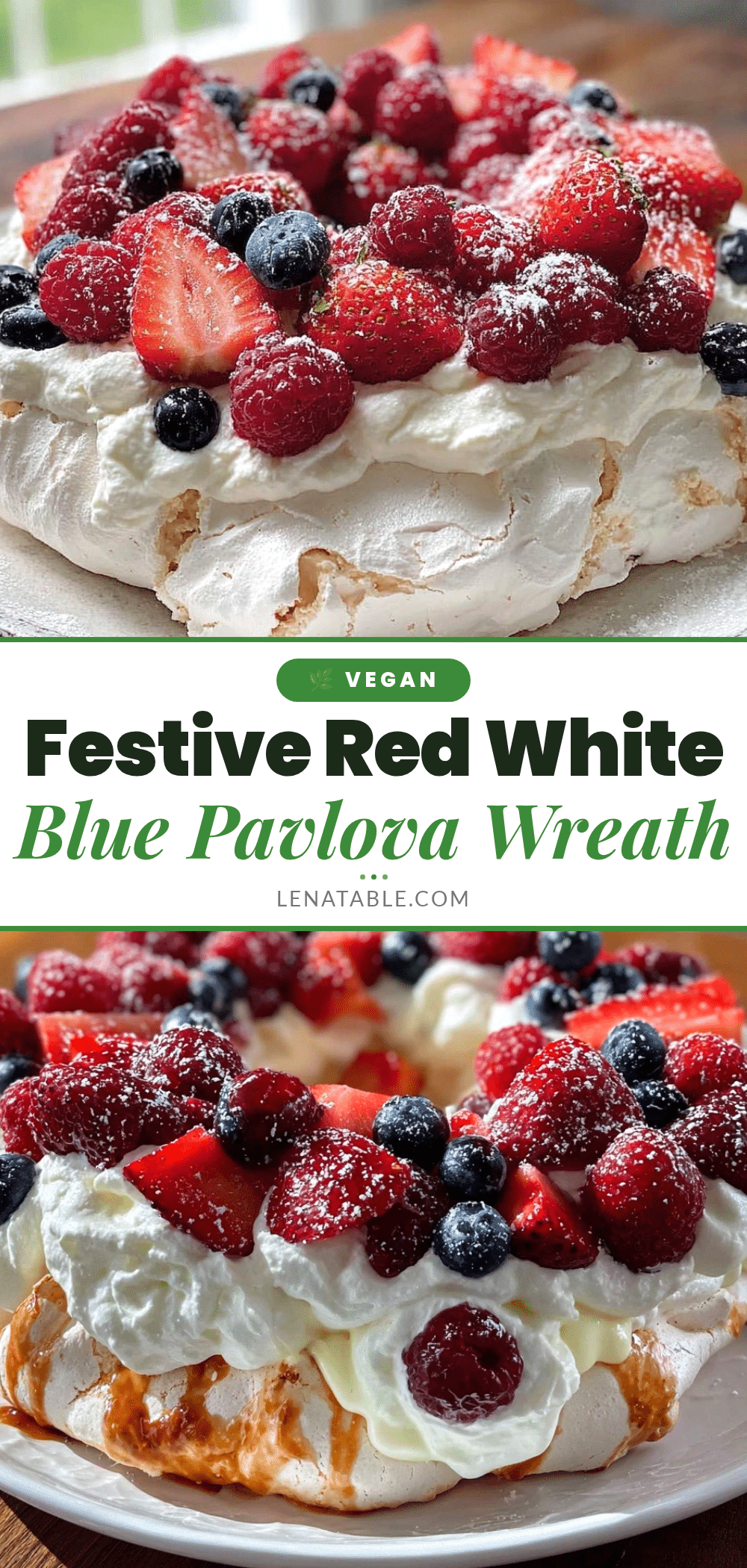 red white and blue pavlova wreath recipe
