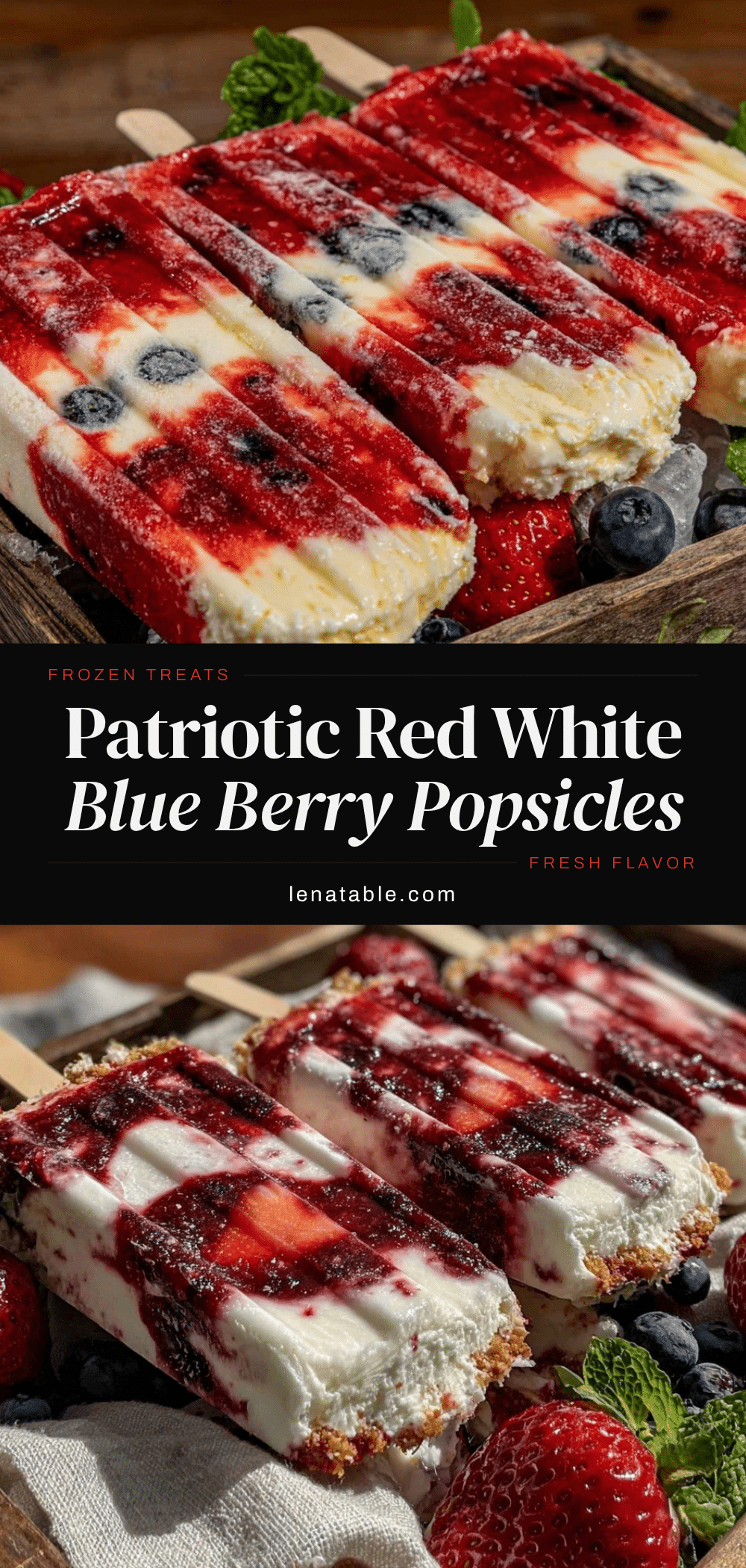 red white and blue yogurt popsicles recipe