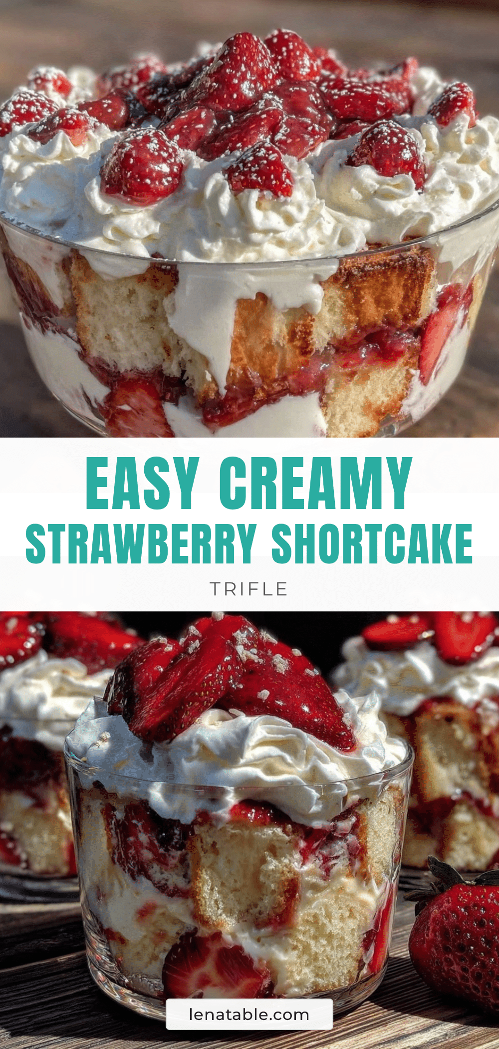 Easy Creamy Strawberry Shortcake Trifle recipe