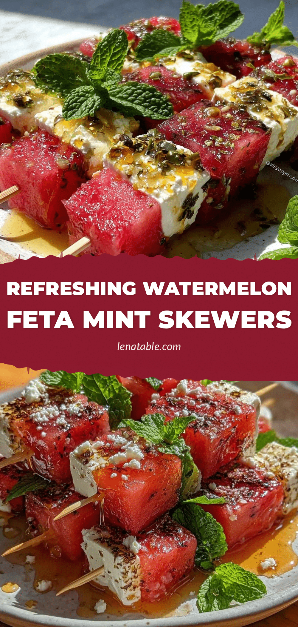 Fresh Watermelon Feta Mint Skewers recipe