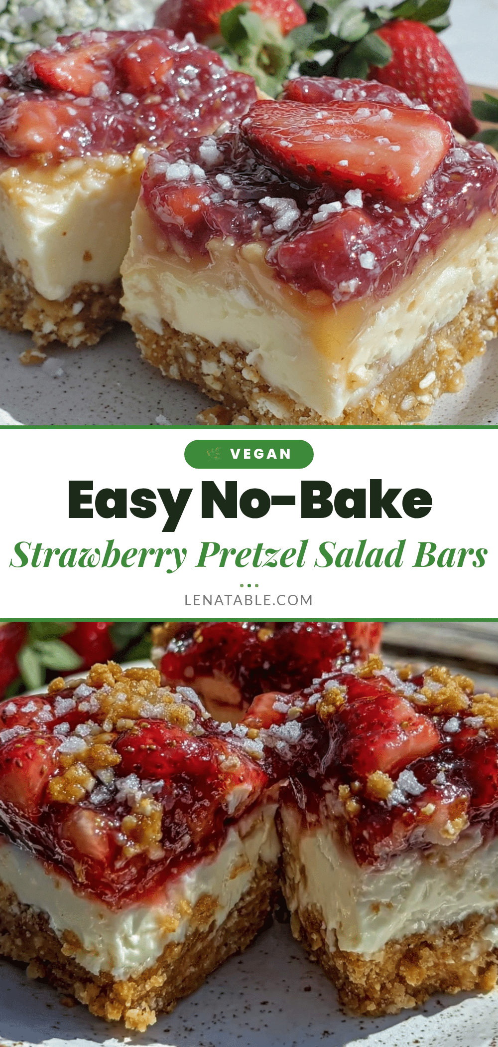 no bake strawberry pretzel salad bars recipe