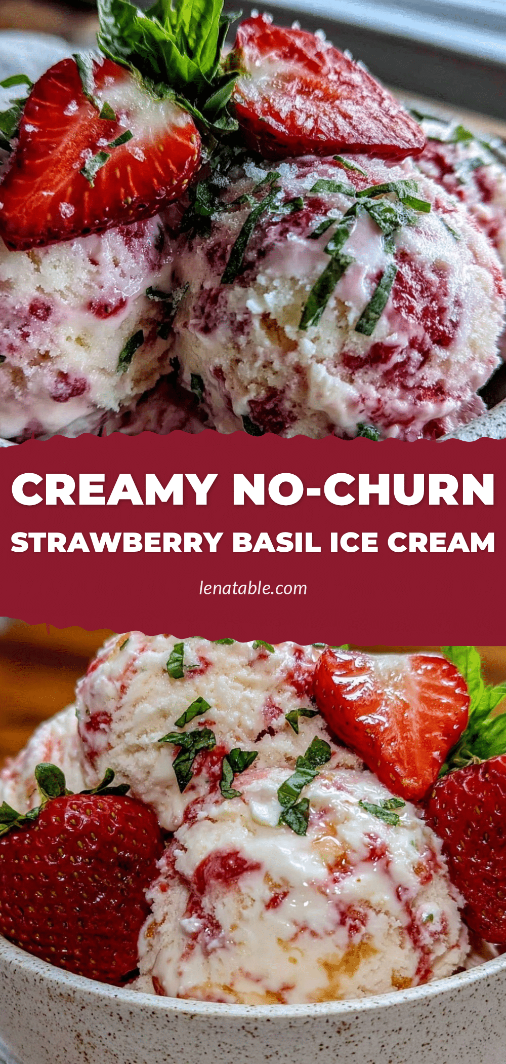 no-churn strawberry basil ice cream recipe