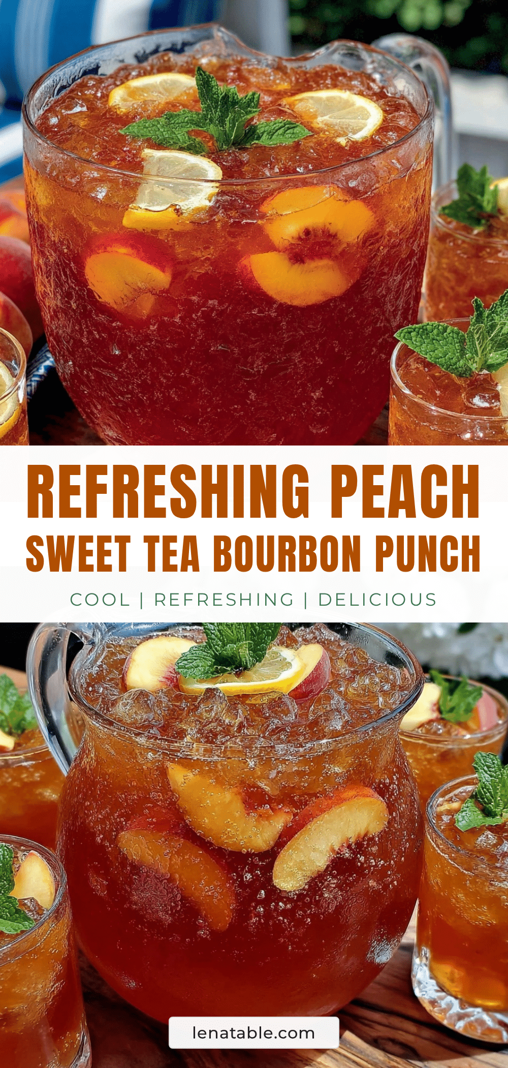 Refreshing Peach Sweet Tea Bourbon Punch recipe