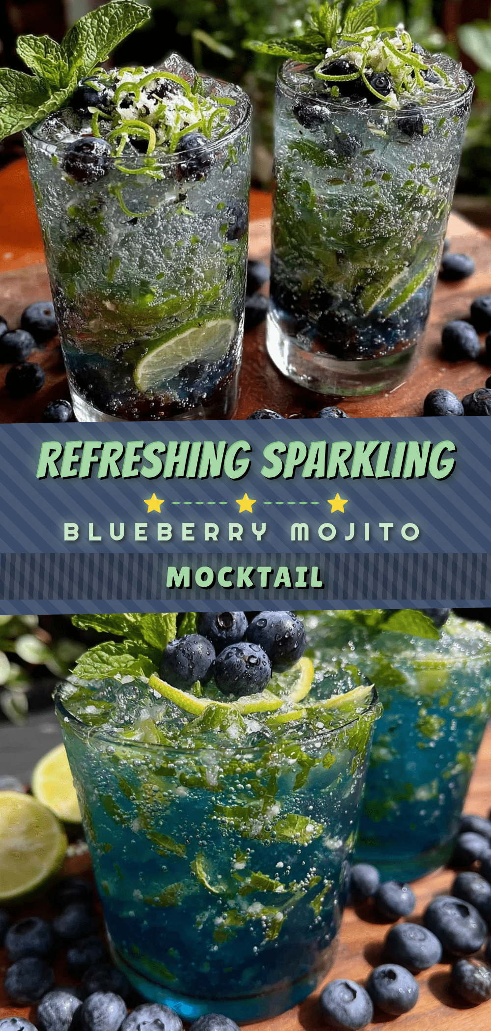 sparkling blueberry mojito mocktail recipe
