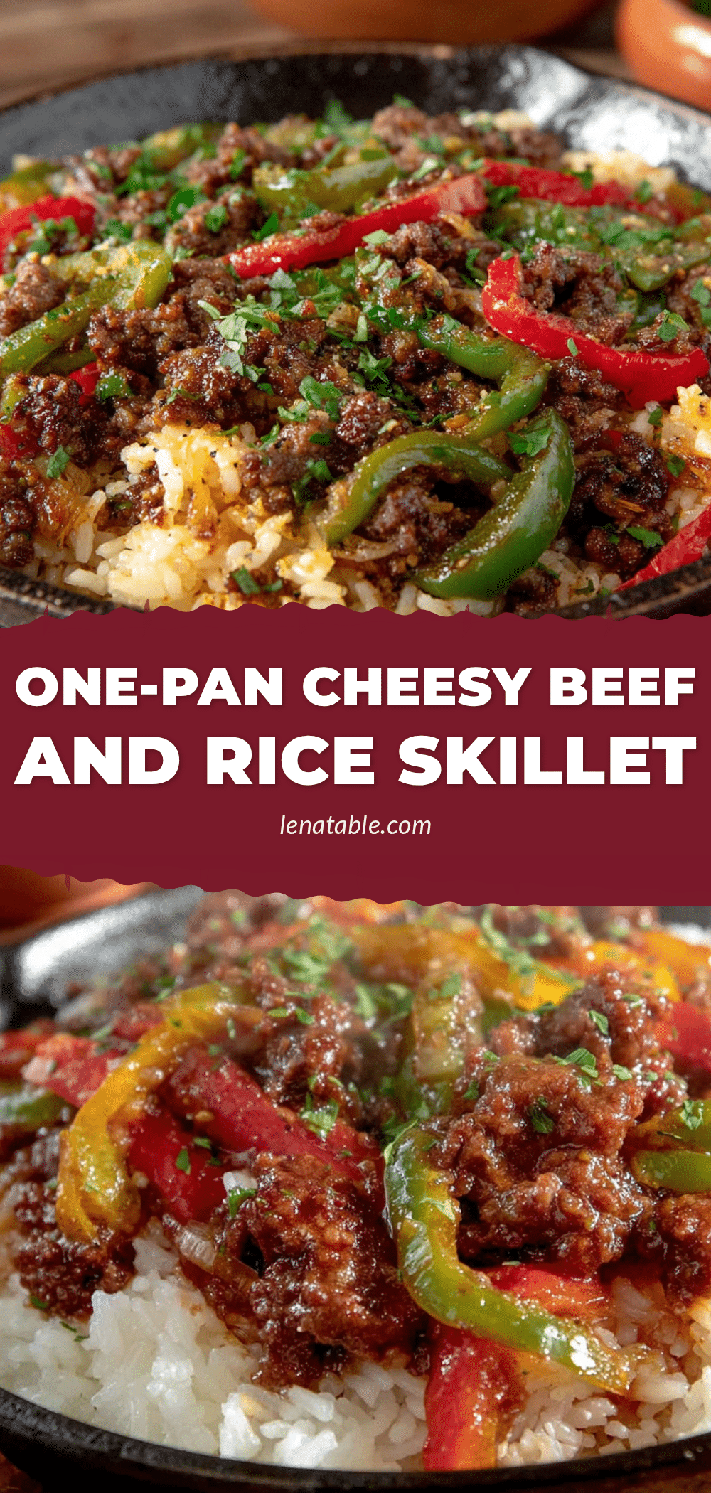 easy one-pan cheesy beef and rice skillet recipe