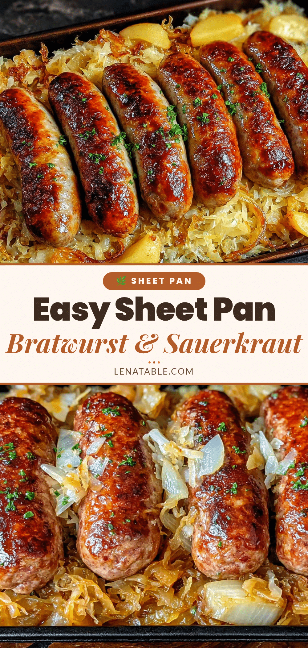 bratwurst and sauerkraut sheet pan dinner recipe