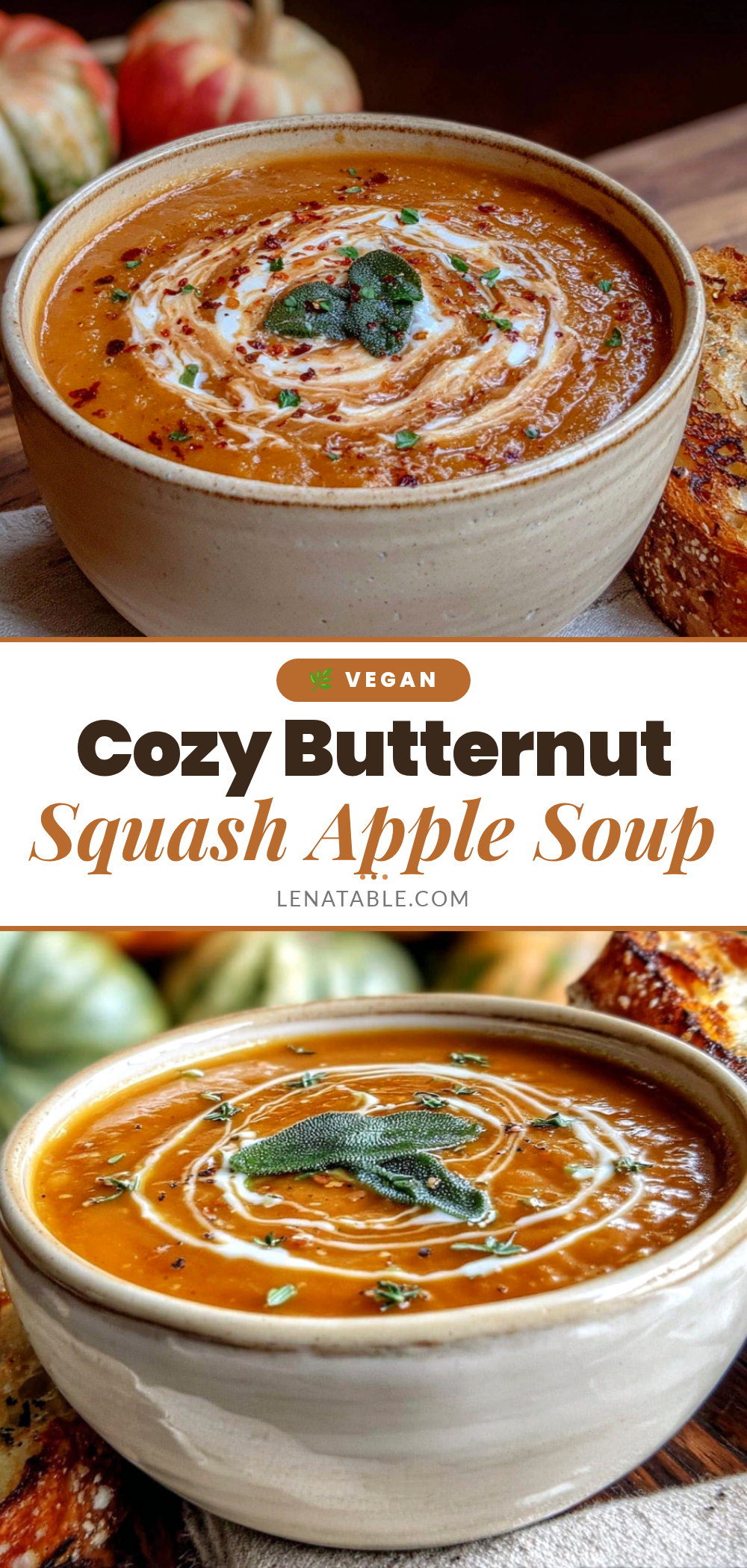 creamy butternut squash apple soup with sage recipe
