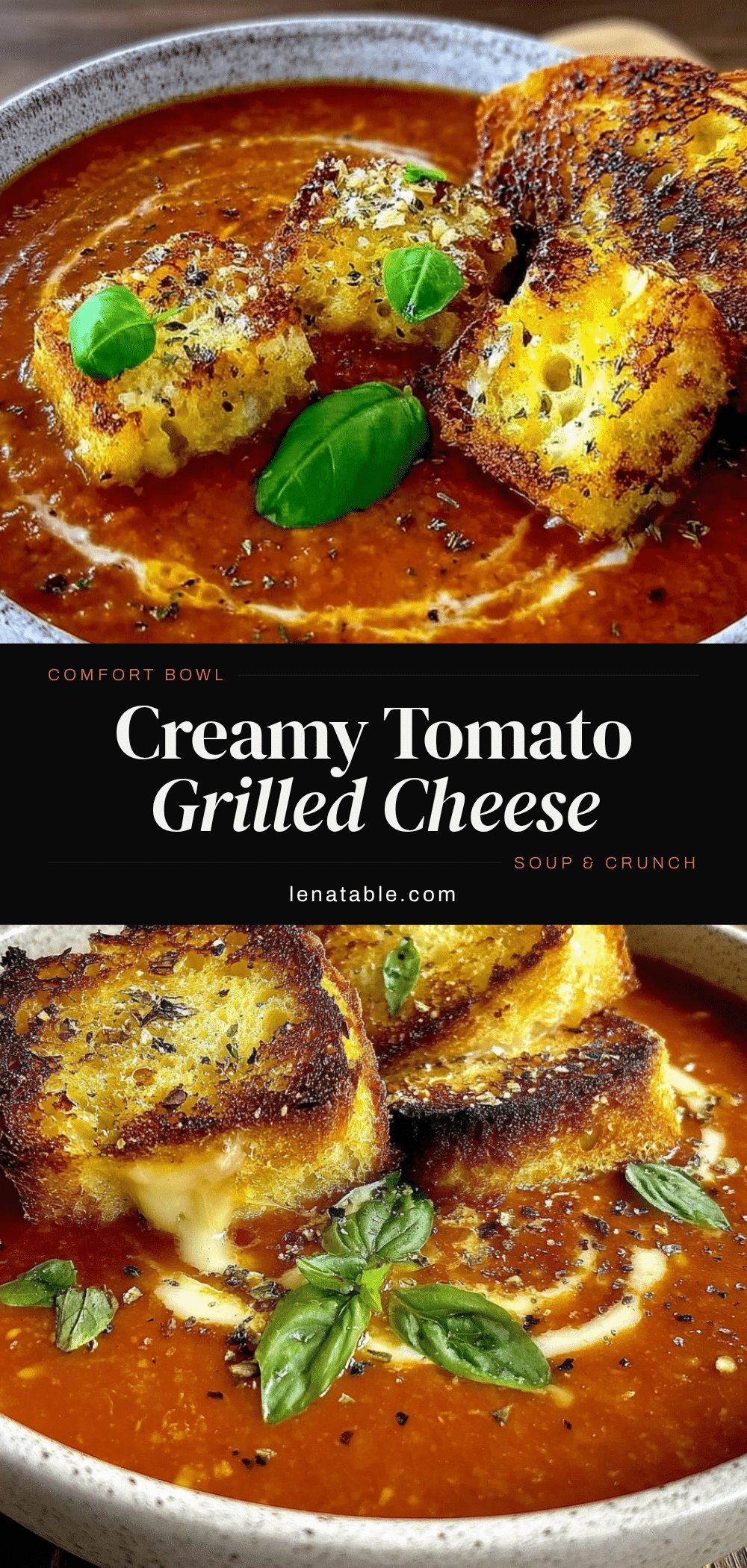 creamy tomato basil soup with grilled cheese croutons recipe