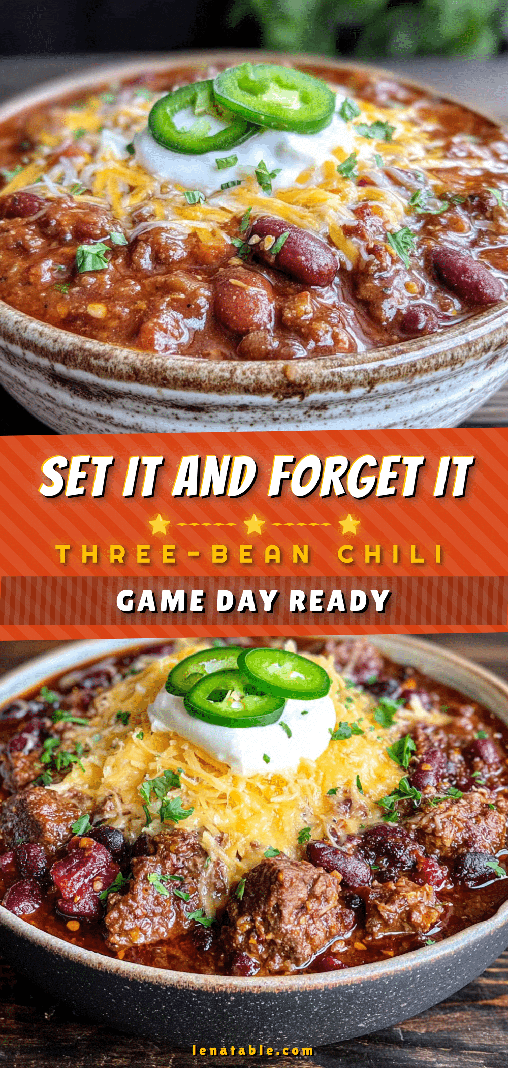 crockpot game day three-bean chili recipe