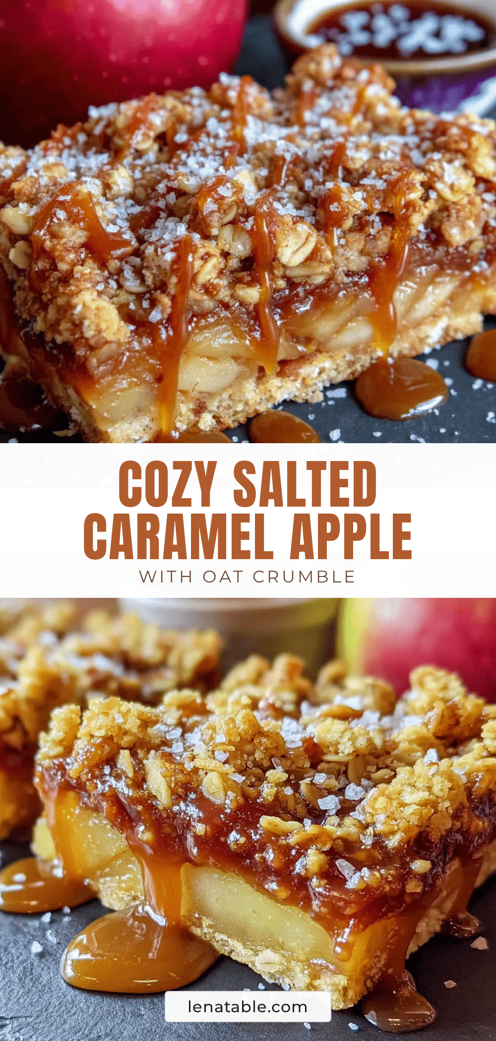 cozy salted caramel apple bars recipe
