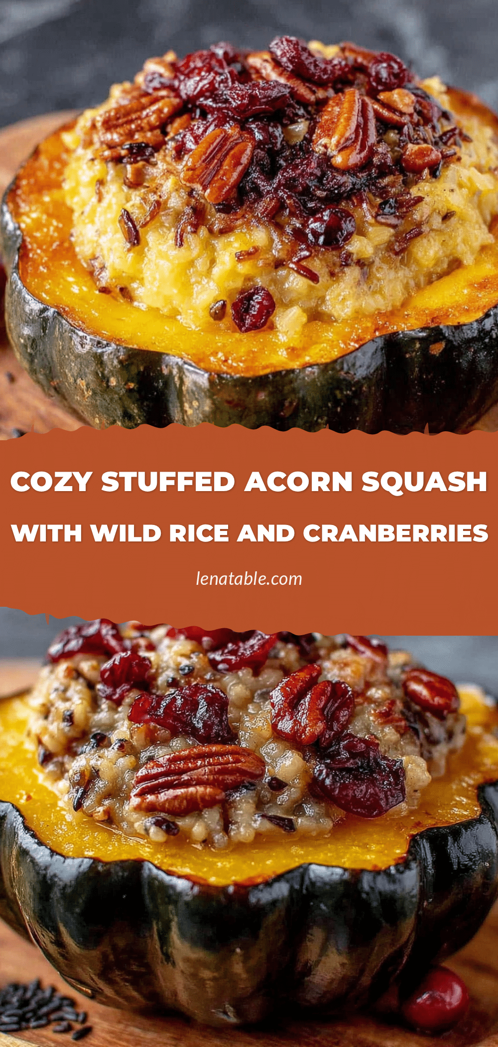 cozy stuffed acorn squash with wild rice and cranberries recipe