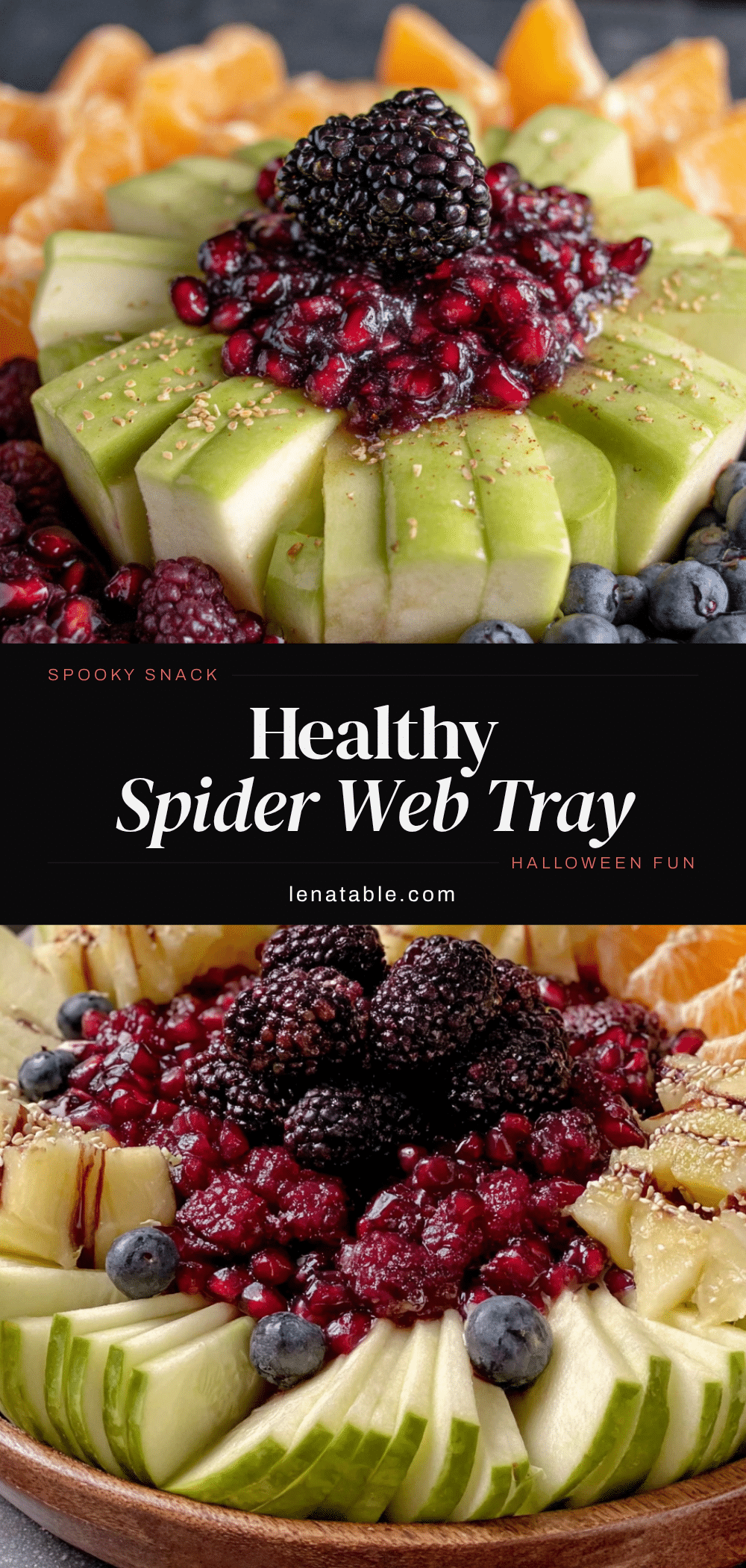 healthy halloween spider web fruit tray recipe