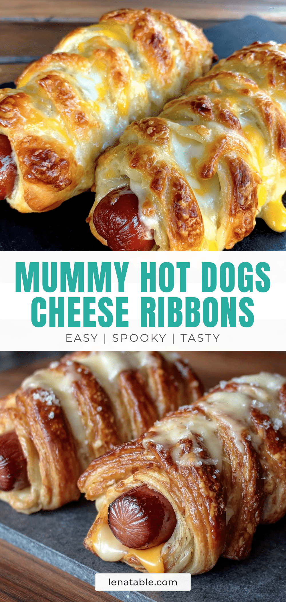 mummy hot dogs with cheese ribbons recipe