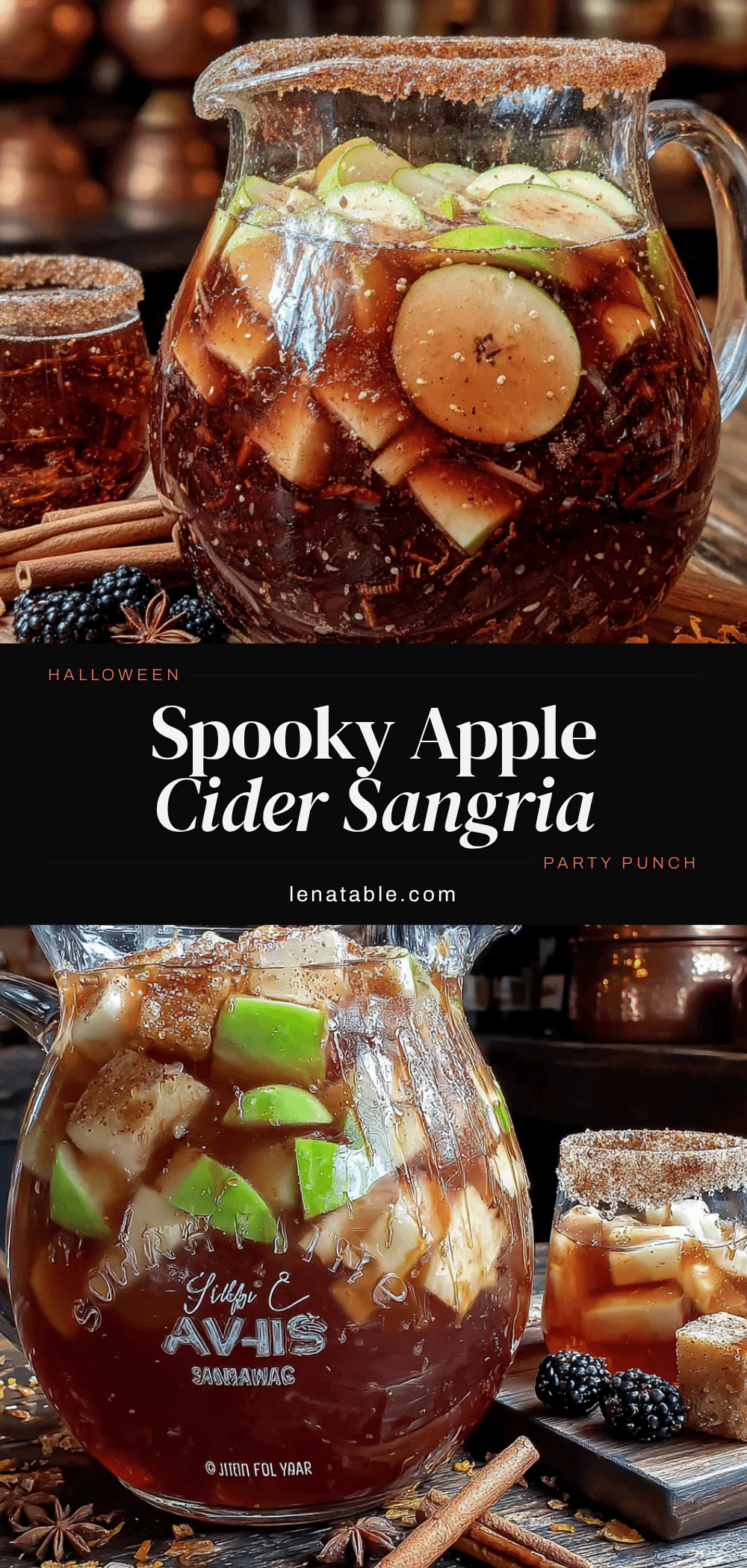 Spooky Apple Cider Caramel Sangria recipe