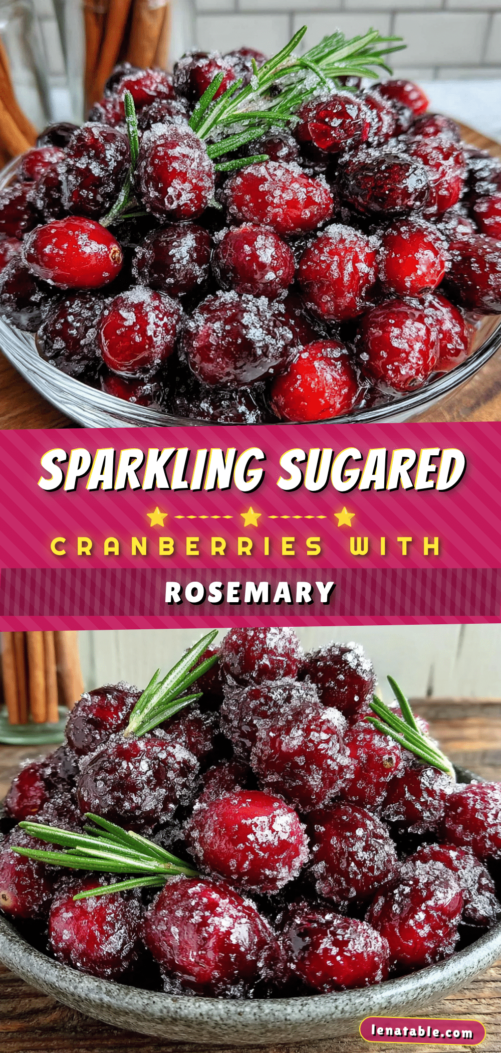 sparkling sugared cranberries with rosemary recipe